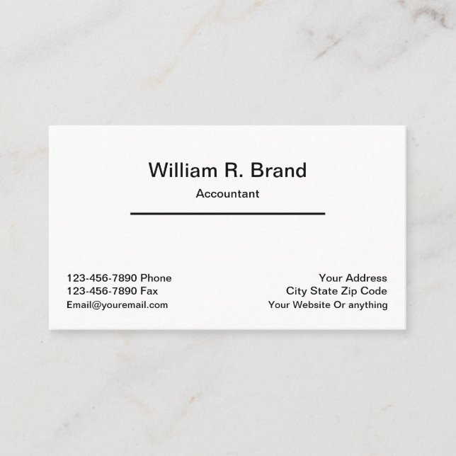 Simple Minimalist Accountant Business Card (Front)