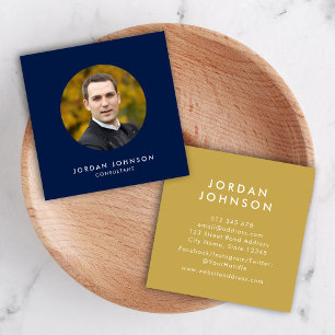 Simple Minimalist Add Your Photo Editable Color Square Business Card