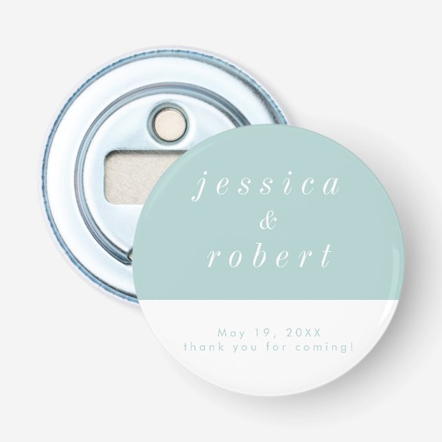 Simple Minimalist Airy Pastel Wedding Bottle Opener (Front)