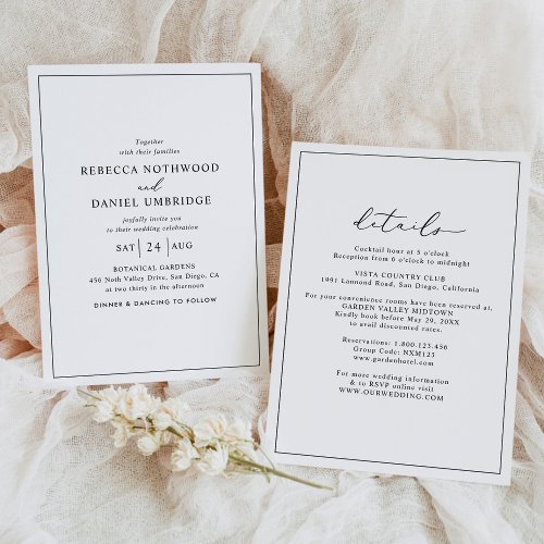 Simple Minimalist All In One Wedding Invitation