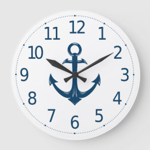 Simple Minimalist Anchor Nautical Wall Clock