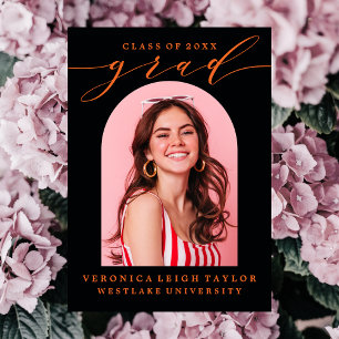 SIMPLE MINIMALIST ARCH CALLIGRAPHY GRAD INVITATION