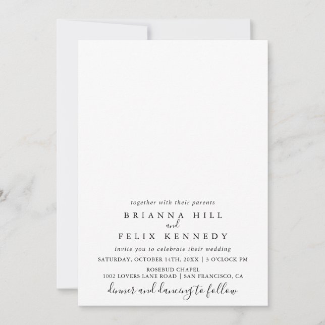 Simple Minimalist Artistic Wedding Invitation (Front)
