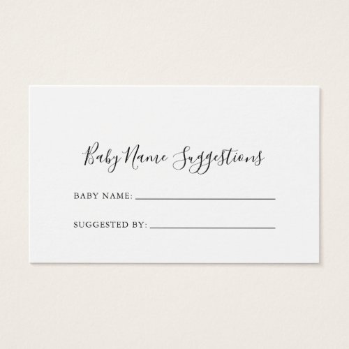 Simple Minimalist Baby Name Suggestions Card