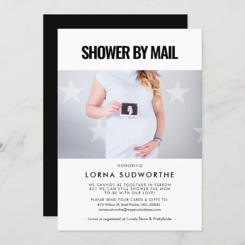 Simple minimalist Baby Shower by mail photo Invitation