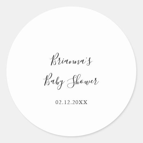 Simple Minimalist Baby Shower Favor Classic Round Sticker
