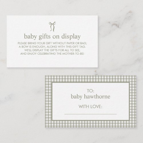 Simple Minimalist Baby Shower Gift Display Shower Enclosure Card