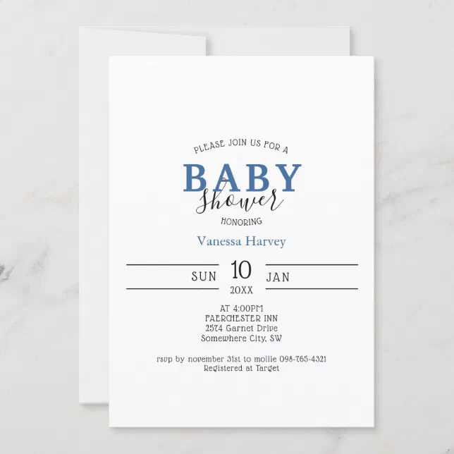 Simple Minimalist Baby Shower Invitation | Zazzle