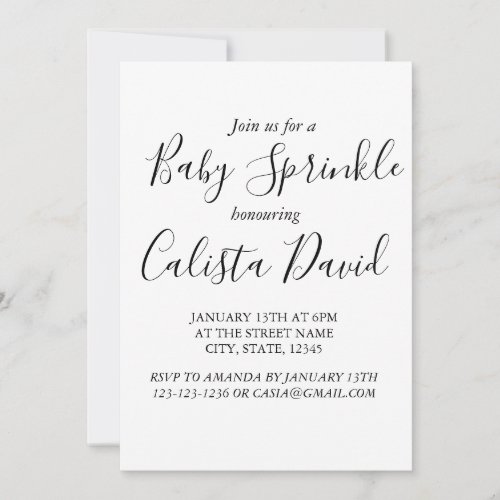 Simple minimalist baby shower sprinkle inviation invitation