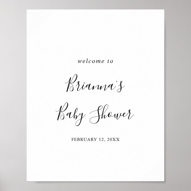 Simple Minimalist Baby Shower Welcome Poster (Front)