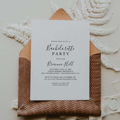 Simple Minimalist Bachelorette Party Invitation