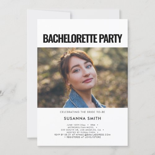 Simple minimalist Bachelorette Party photo Invitation