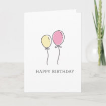 Simple Minimalist Balloons Happy Birthday Greeting Card