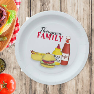 Simple Minimalist Barbeque Grilling Picnic Gingam Paper Plates