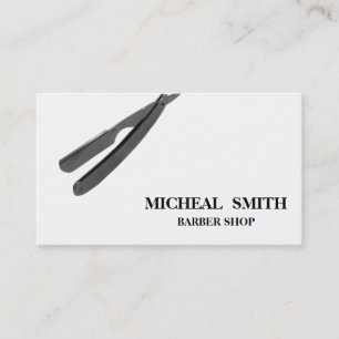 Simple Minimalist Barber Razor Logo Business Card