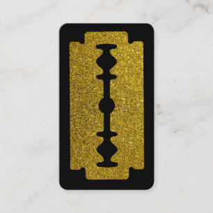 Simple Minimalist Barbershop Gold Razor Blade Business Card