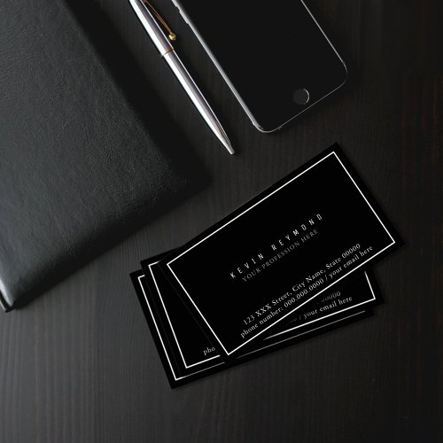 Simple  Minimalist Basic Black Professional Business Card