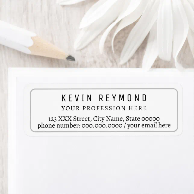 Professional Address Label Example Simple Minimalist Basic White Professional Address Label | Zazzle