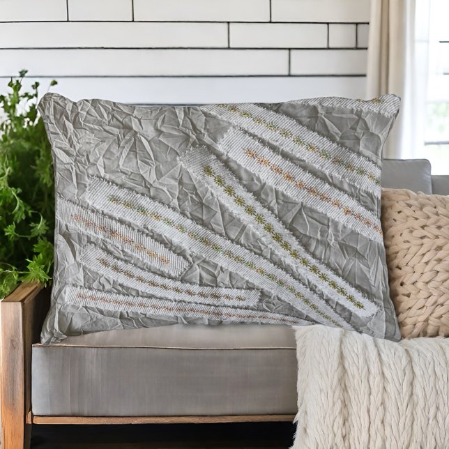 Simple minimalist beige cream wildflowers stripes  accent pillow (Creator Uploaded)