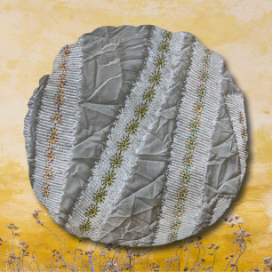 Simple minimalist beige cream wildflowers stripes round pillow