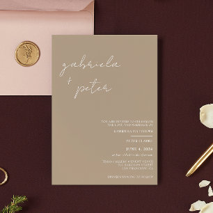 Simple Minimalist Beige Modern Wedding Invitation