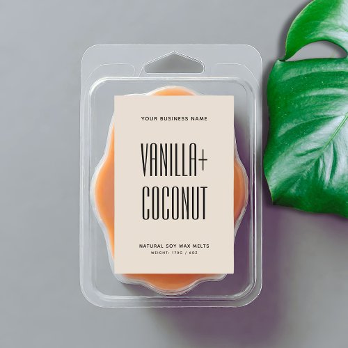 Simple minimalist beige soy wax melts label