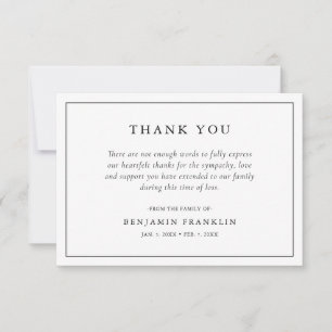Simple Minimalist Bereavement Sympathy Funeral Thank You Card