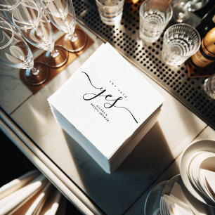 Simple Minimalist Black and White Bridal Shower Napkins