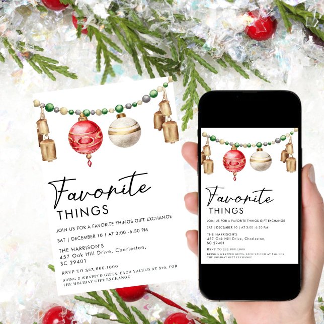 simple Minimalist Black and White Favorite Things  Invitation (Creator Uploaded)