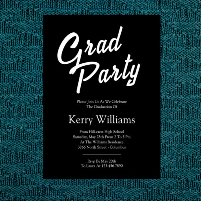 Simple Minimalist Black and White Grad Invitation (Creator Uploaded)