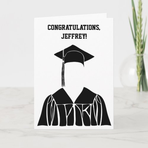 Simple Minimalist Black and White Graduation Card