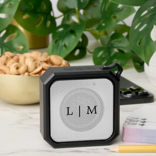 Simple Minimalist Black and White Modern Monogram Bluetooth Speaker