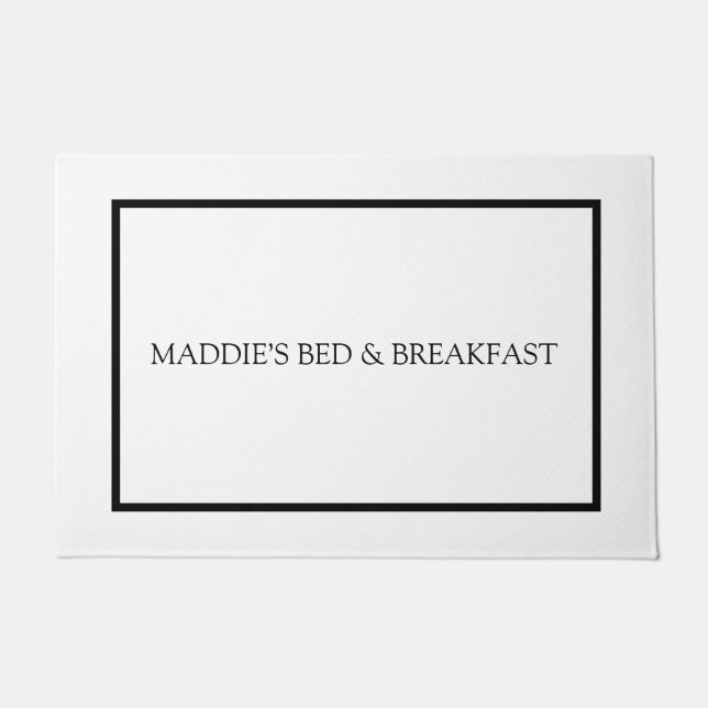 Simple Minimalist Black and White Monogram  Doormat (Front)