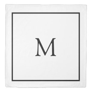 Simple Minimalist Black and White Monogram  Duvet Cover