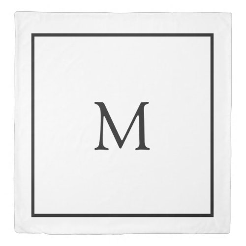 Simple Minimalist Black and White Monogram  Duvet Cover
