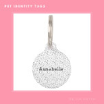 Simple Minimalist Black and White Polka Dot Retro Pet Tag<br><div class="desc">Customize this simple retro style pet tag for the most important member of your family!</div>