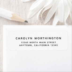 Simple Minimalist Black and White Return Address Label