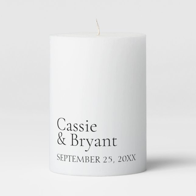 Simple Minimalist Black and White Wedding Candle (Front)
