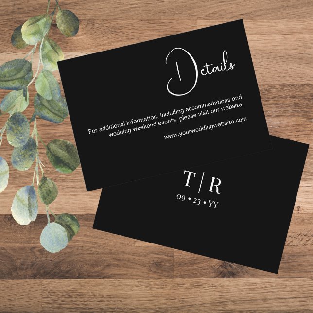 Simple Minimalist Black and White Wedding Details Enclosure Card (Creator Uploaded)