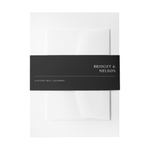 Simple Minimalist Black and White Wedding Invitation Belly Band