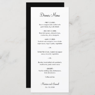 Simple Minimalist Black and White Wedding Menu