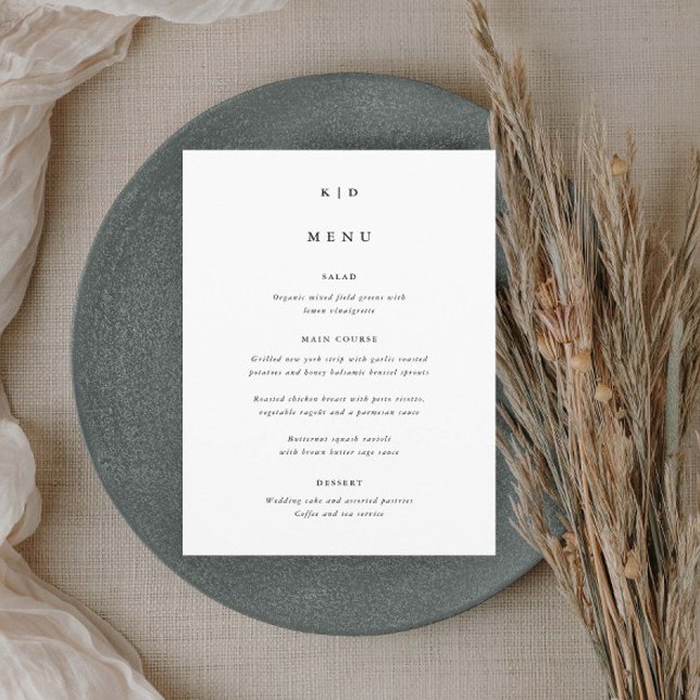 Simple Minimalist Black and White Wedding Menu (Simple minimalist black and white wedding dinner menu.)