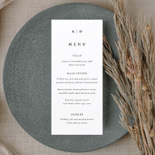 Simple Minimalist Black and White Wedding Menu