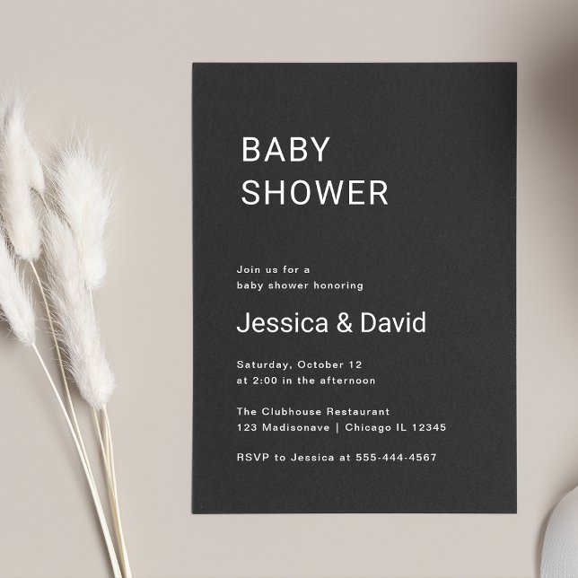 Simple Minimalist Black Baby Shower Invitation (Creator Uploaded)
