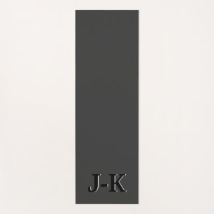 Simple Minimalist Black Custom Monogram Yoga Mat