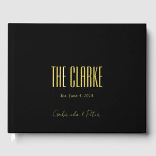 Simple Minimalist Black & Gold Foil Wedding Foil Guest Book