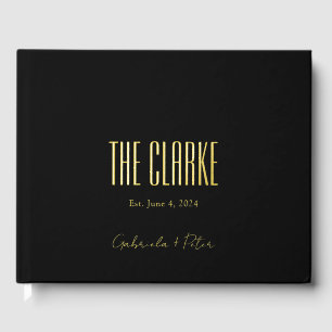 Simple Minimalist Black & Gold Foil Wedding Guest Book