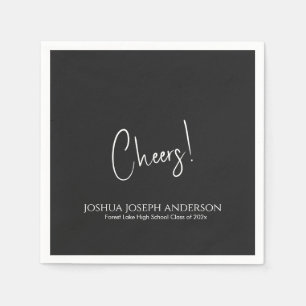 Simple Minimalist Black Graduation Party Napkins