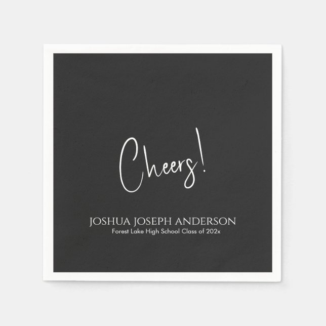 Simple Minimalist Black Graduation Party Napkins (Front)