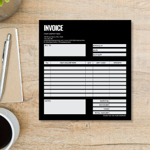 Simple Minimalist Black Invoice Form Business Logo Notepad